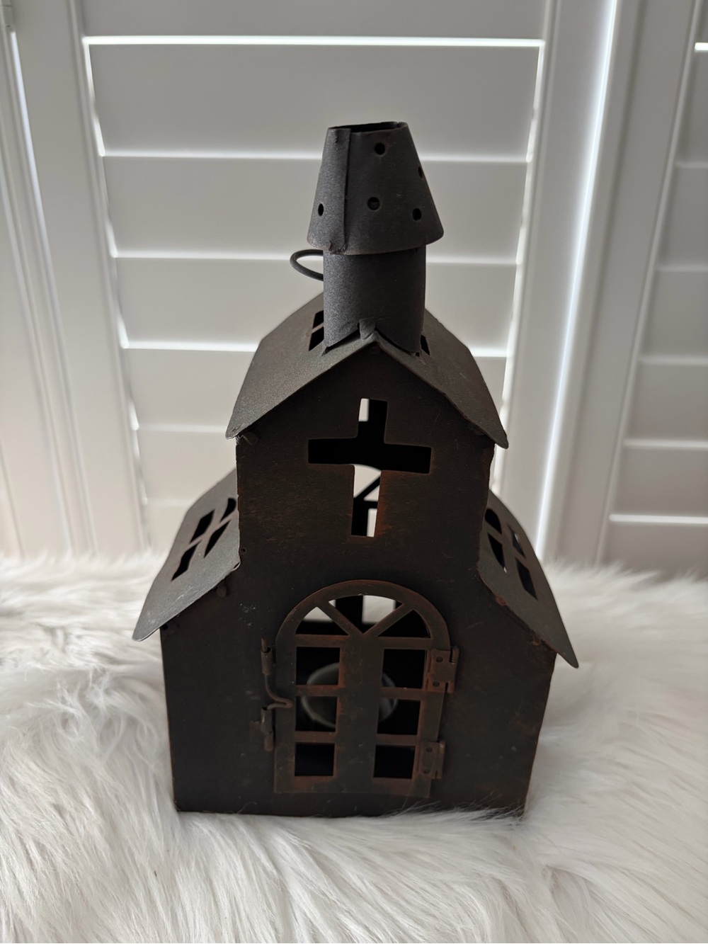 Rustic Black Metal Church Lantern - Home Accents